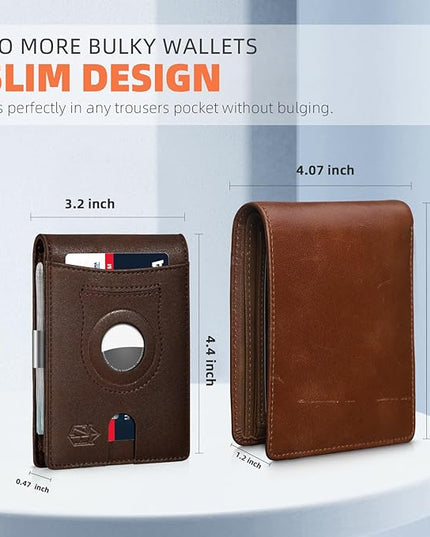 Zitahli Men's Wallets Airtag Holder Slim Rfid Leather with Gift Box