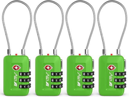 TSA Accepted Luggage Travel Lock, Set-Your-Own Combination Lock for School Gym Locker, Luggage Suitcase Baggage Locks, Filing Cabinets, Toolbox, Case(Green, 4 Pack)