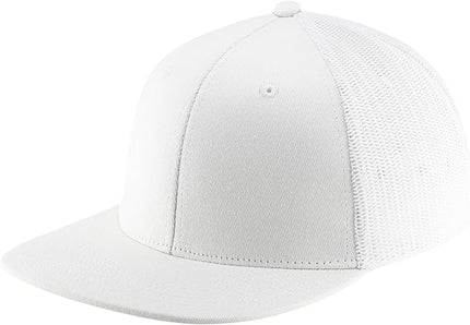 Flat Bill Snapback Mesh Hats | Fits OSFM & XXL Big Head | Blank Solid Color Adjustable Trucker Hat for Men