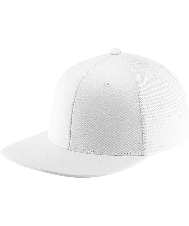 Flat Bill Snapback Mesh Hats | Fits OSFM & XXL Big Head | Blank Solid Color Adjustable Trucker Hat for Men