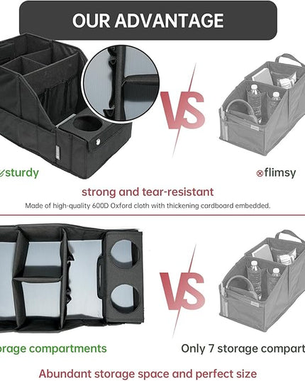 MULISOFT Car Seat Organizer- Backseat Car Organizer with 11 Storages Compartments and 2 Cup Holders, Organizers and Storage, Front Seat for Travel Kids,Black