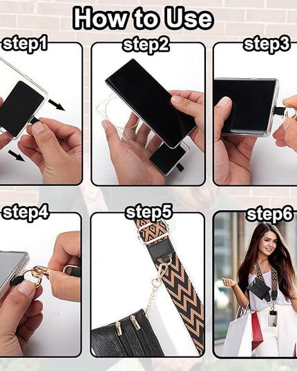 XANGNIER Clip and Go Strap for Phone with Wallet Crossbody, Phone Strap with Zippered Wallet, Adjustable Anti Theft Cellphone Lanyard for Women, Cellphone Chain Accessories,Multicolor 6