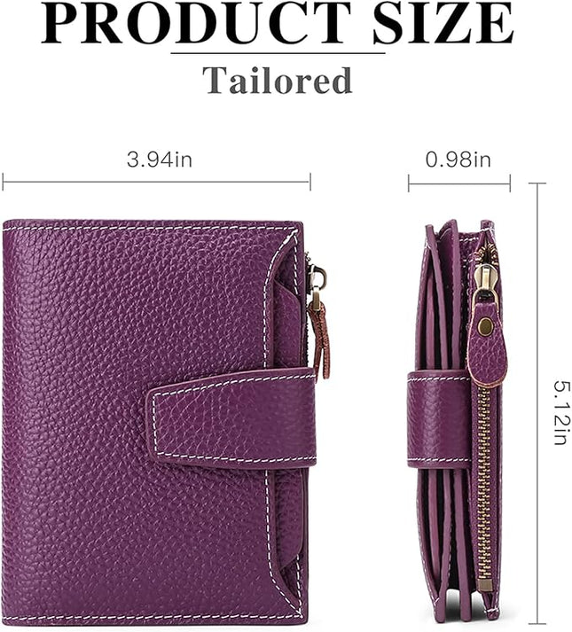 FALAN MULE Small Wallet for Women Leather Bifold Compact RFID Blocking Small Womens Wallet Purse