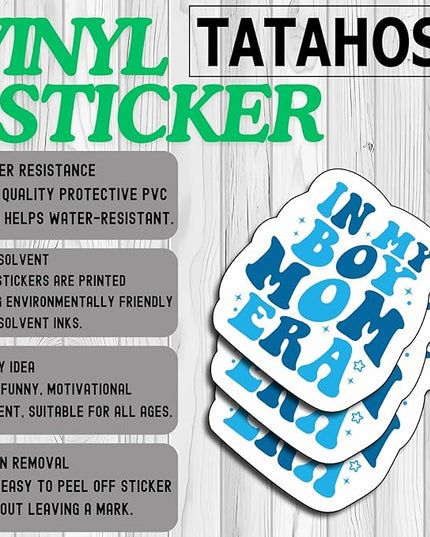(3Pcs) in My Boy Mom Era Sticker – Waterproof Vinyl Stickers for Moms with Sons – Aesthetic Decals for Laptops, Water Bottles, Journals, Planners, Mother's Day – Mom Life Gifts – Size 3"x2.5"