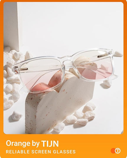 TIJN Blue Light Blocking Glasses for Women Men Clear Frame Square Nerd Eyeglasses Anti Blue Ray Computer Screen Glasses