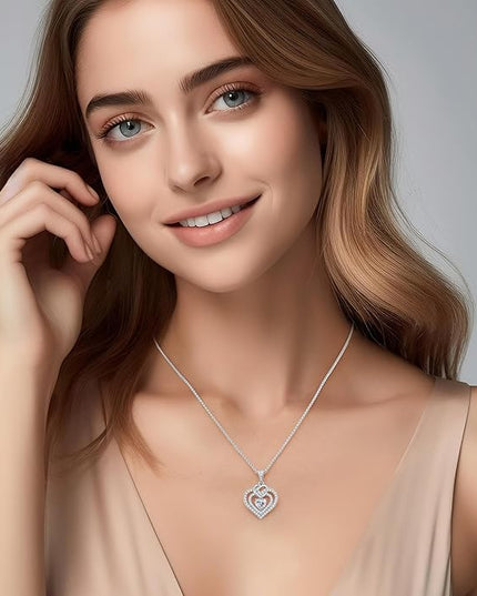 OOBEE Moissanite Heart Necklaces for Women, 1- 4 Carat Moissanite 925 Sterling Silver Gold Plating Fine Women Necklace，Ideal Anniversary Birthday Christmas Valentine Mothers Day Jewelry Gifts for Mom Wife Her Girlfriend