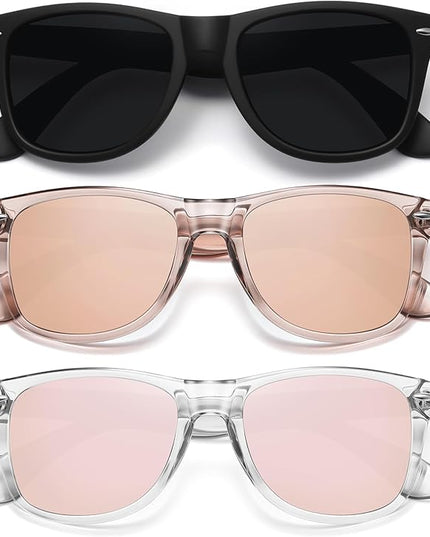 MEETSUN Polarized Sunglasses for Women Men Classic Retro Trendy Driving Sun Glasses UV400 Protection (3 Pack)