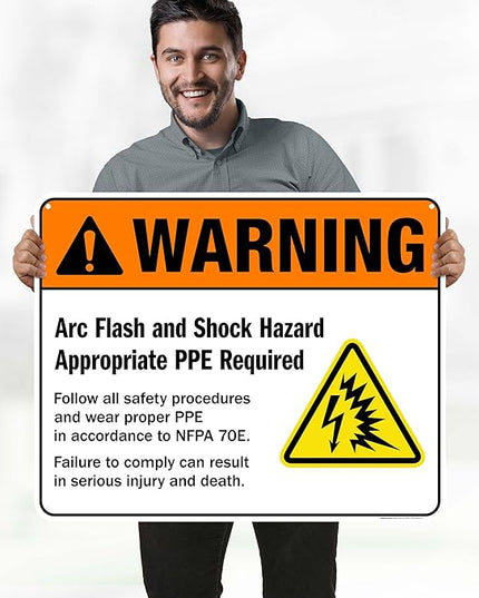 Warning Arc Flash And Shock Hazard Appropriate PPE Required Sign, 24x30 Inches, 55 mil thick HDPS (high density polystyrene), Made in USA by My Sign Center