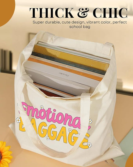 AUSVKAI Canvas Tote Bag Aesthetic for Women, Cute Cloth Cotton Bags for College Shopping Beach Grocery and Trendy Gifts