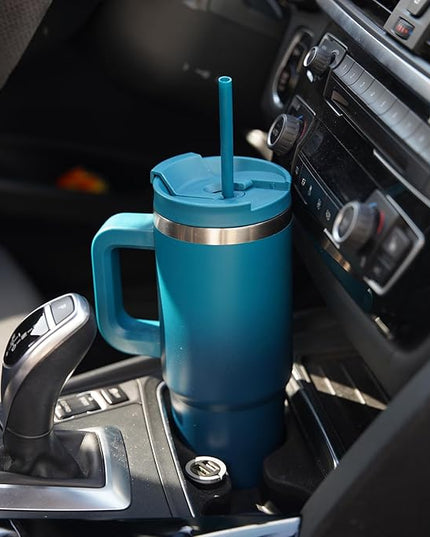 40 oz Tumbler with Handle and 2 Straws,2 in 1 Lid Insulated Water Bottle Stainless Steel Travel Coffee Mug,Gum