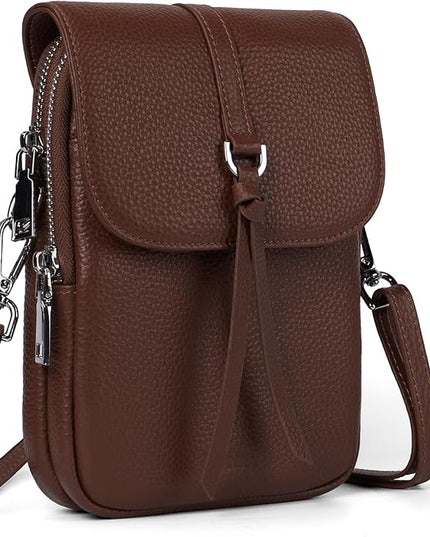 befen Genuine Leather Small Crossbody Bags for Women, Multi Pocket Cell Phone Crossbody Purse with RFID Blocking Card Slots