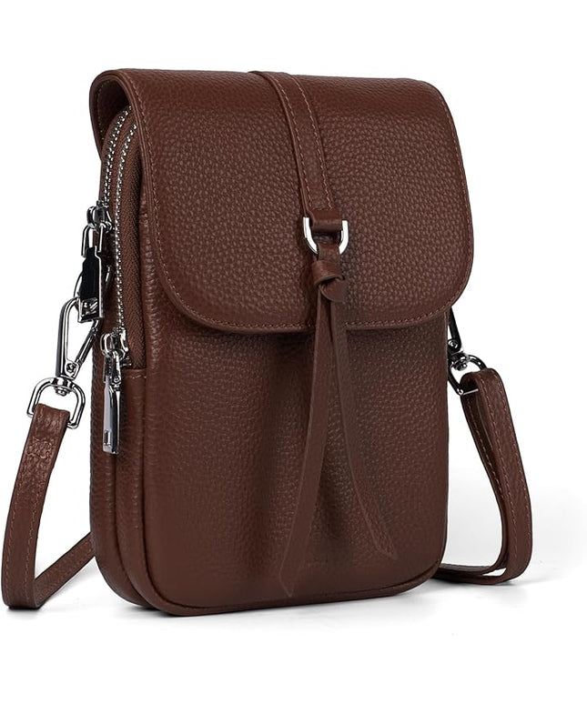 befen Genuine Leather Small Crossbody Bags for Women, Multi Pocket Cell Phone Crossbody Purse with RFID Blocking Card Slots