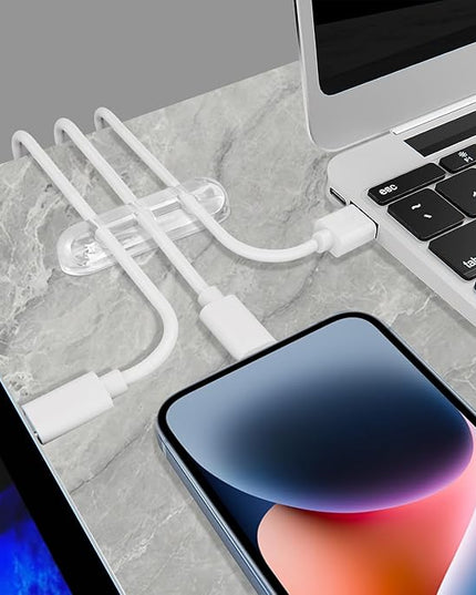 SOULWIT Cable Holder Clips, 3-Pack Cable Management Cord Organizer Clips Silicone Self Adhesive for Desktop USB Charging Cable Nightstand Power Cord Mouse Cable Wire PC Office Home