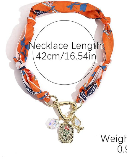 HETICA Scarf Necklace for Women Silk Western Charm Necklaces Fashion Accessory Jewelry Gift