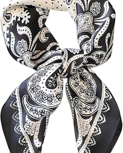 MINIDORA Satin Scarves for Women 27.5 × 27.5 inches Medium Square Elegant Silk Feeling Head Scarf
