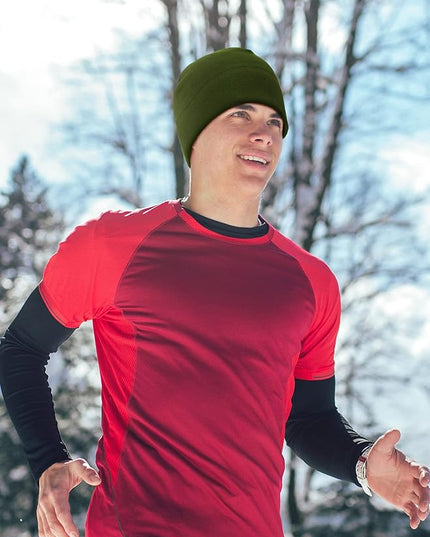 6 Pcs Fleece Skull Cap Men Fleece Beanie Winter Watch Hat Warm Polar Beanie Cap Thick Windproof Unisex for Outdoor Exercising