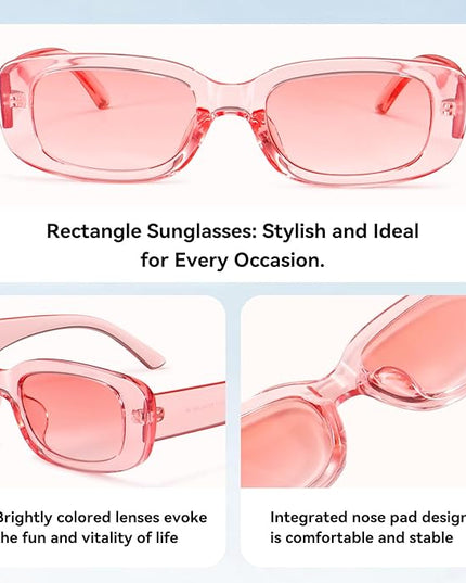 Dollger Rectangle Sunglasses for Women Men Trendy Retro Fashion Sunglasses UV 400 Protection Square Fram