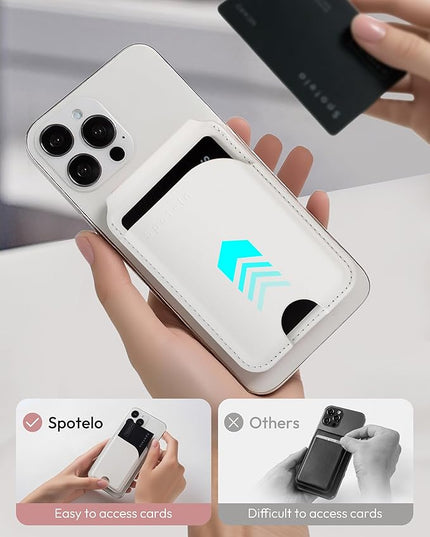 Magnetic Card Holder, White 3-Slots Slim Magnetic Wallet for iPhone with RFID Blocking, Adjustable iPhone Wallet Stand for iPhone 17/16/15/14/13/12/ Series, Not for iPhone 13 / 12mini