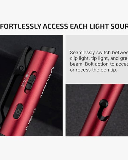 OLIGHT O'Pen 3 EDC Pen Light,120 Lumens with Green Beam, Red and White, USB-C Rechargeable LED Flashlight for Office, Writing, Presentation, Outdoor Uses, Professional Business Gift(Wine Red)