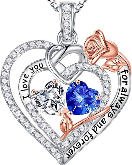 Iefil Christmas Gifts for Wife Women - 925 Sterling Silver Double Birthstone Necklace, Anniversary Birthday Gifts for Women, Jewelry Gift for Wife Girlfriend Mom Her