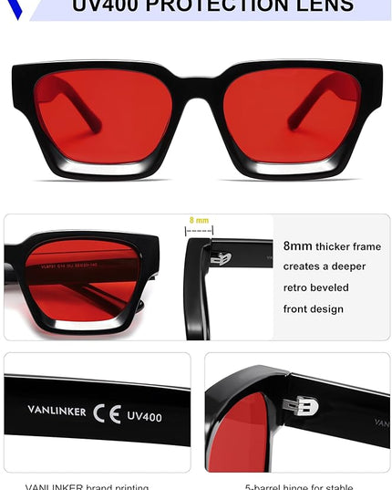 VANLINKER Thick Square Sunglasses for Men Women Retro Chunky Rectangle Shades UV400 Protection VL9731