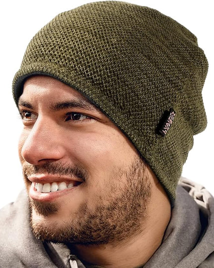 Lvaiz Mens Winter Beanie Hat Warm Fleece Lined Skull Cap for Men Reversible Women Windproof Watch Hat Knit Warm Unisex Beanie