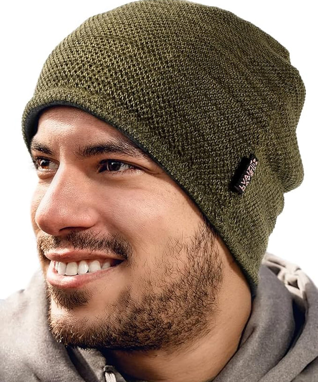 Lvaiz Mens Winter Beanie Hat Warm Fleece Lined Skull Cap for Men Reversible Women Windproof Watch Hat Knit Warm Unisex Beanie