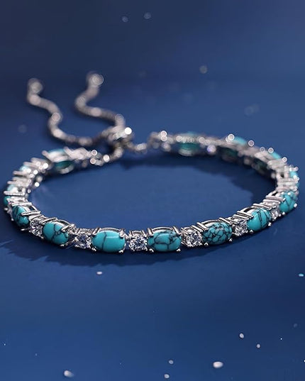 FANCIME Birthstone Tennis Bracelets Sterling Silver Bolo Tennis Bracelets Charm Fine Jewelry Birthday Gifts for Women Mom Wife Her