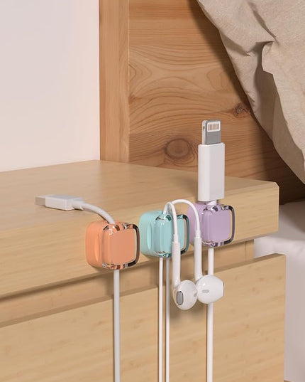 6 Pack Magnetic Cord Organizer & Cable Clips - Adjustable Under Desk Cable Management, Adhesive Wire Holder for Home, Office, Phone, Car, Wall, and Nightstand (Color Mixed)