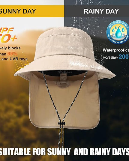Water-Resistant Sun UPF 50+ Bucket Hat Protection Packable Brimmed Boonie for Women Men Summer Lightweight Hiking Outdoor Cap