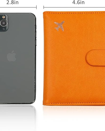 Melsbrinna Rfid Passport Holder for Travel women/Men, Cute Passport Wallet Rfid Blocking Card Slots, Rfid Passport Cover/CaseTravel Wallet, Passport Book Holder (1, Orange)