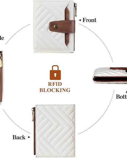 FALAN MULE Small Wallet for Women Leather Bifold Compact RFID Blocking with ID Window