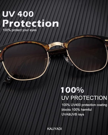 KALIYADI Polarized Sunglasses for Men and Women Semi-Rimless Frame Driving Sun glasses UV Blocking