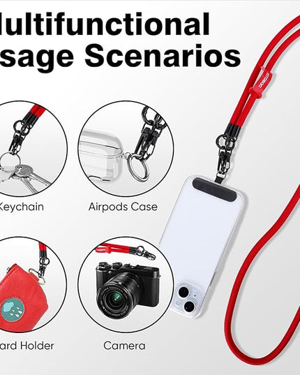 Phone Lanyard, Adjustable Wrist Strap, 2 Pads, Anti Theft Lanyard Crossbody, Multifunctional Cell Phone Neck Strap