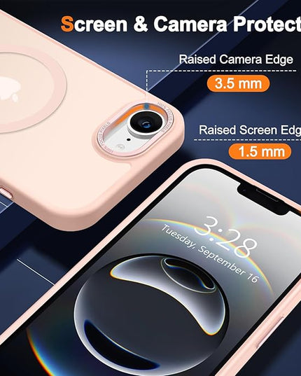 Hython Case for iPhone 16e Case Magnetic Translucent Matte Phone Cases 6.1" [Compatible with MagSafe] Thin Slim Fit Shockproof Bumper Hard Protective Cover for Women Men Girls, Frosted Pink