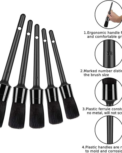 9pcs Auto Car Detailing Brush Set/ Interior Cleaning Kit Includes 5 Soft Premium Detail Brush, 3 Wire Brush & 1 Vent Cleaning Brush for Cleaning Interior, Dashboard, Engines, Leather, Wheel