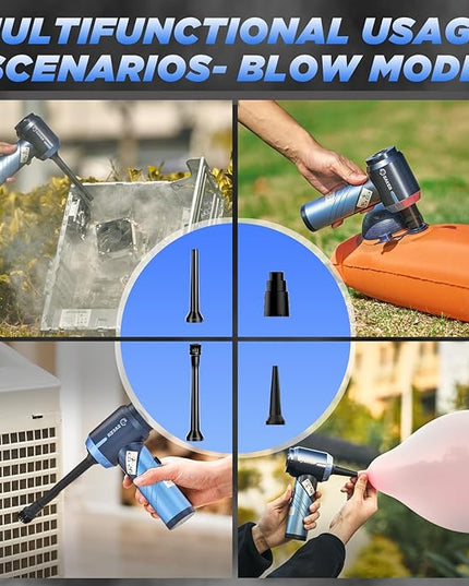Saker Portable Car Vacuum Cleaner Cordless High Power 17000PA 3 in 1 Foldable Handheld Vacuum Cordless with Brushless Motor for Inflation,Dust Blowing,Home Car Cleaning HL132 Blue