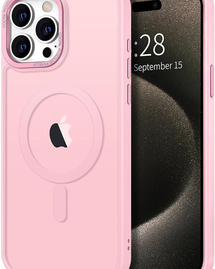 Hython Case for iPhone 15 Pro Max Case Magnetic Translucent Matte Phone Cases 6.7" [Compatible with MagSafe] Thin Slim Fit Shockproof Bumper Hard Protective Cover for Women Men Girls, Tender Pink