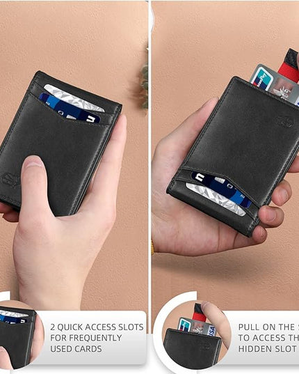 Zitahli Wallet for Men-6 Slots ID Window-Mens Wallets-Slim Wallet Classic Spring Money Clip RFID Blocking-Gift for Men