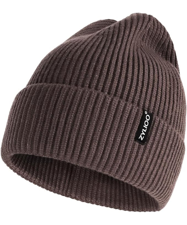 Zylioo Oversize Beanie Hats, XXL Big Size Ribbed Knit Cuffed Winter Hat for Cold Weather, Warm Skull Watch Cap