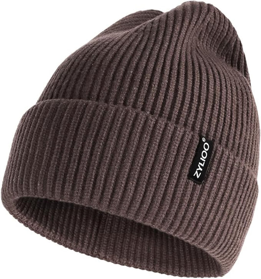 Zylioo Oversize Beanie Hats, XXL Big Size Ribbed Knit Cuffed Winter Hat for Cold Weather, Warm Skull Watch Cap