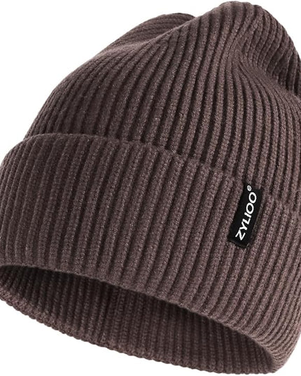 Zylioo Oversize Beanie Hats, XXL Big Size Ribbed Knit Cuffed Winter Hat for Cold Weather, Warm Skull Watch Cap