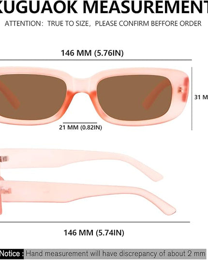 KUGUAOK Retro Rectangle Sunglasses Women and Men Vintage Small Square Sun Glasses UV Protection Glasse