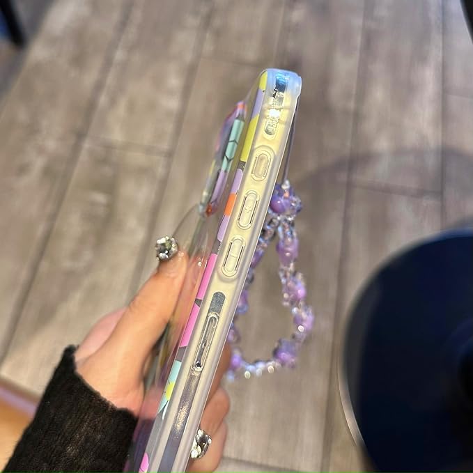 Compatible with iPhone 12 Cases Cute Bling Sparkly Floral Phone case,Flower with Wrist Strap Design, Compatible MagSafe Silicone Shockproof Phone case for Women and Teenage Girls.
