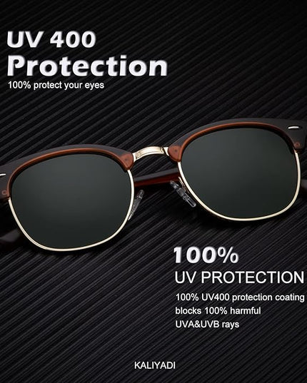 KALIYADI Polarized Sunglasses for Men and Women Semi-Rimless Frame Driving Sun glasses UV Blocking