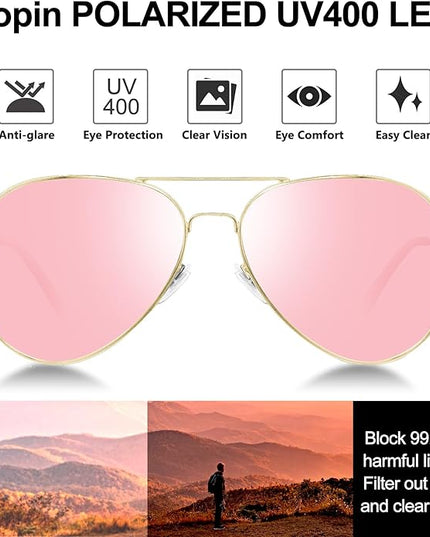 Joopin Polarized Metal Aviation Sunglasses Men, Classic Military Sun Glasses Women, Rectangle Shades UV400 Protection Costume
