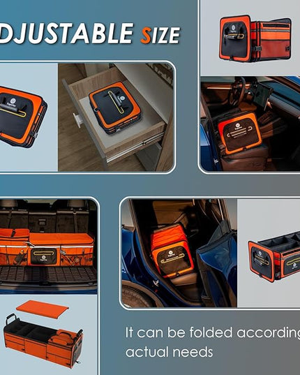 95L Car Trunk Organizer & Storage With 26L Ice Pack, Waterproof Foldable | Trunk Organizers for SUVs & Cars, Car Storage Organizer, Great Gift for Drivers (Orange-M004)