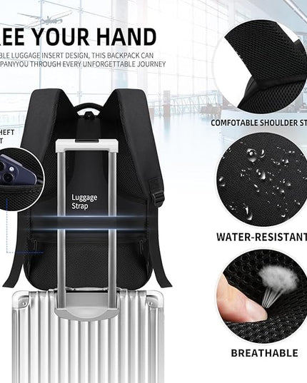 Classic Backpack for Men Women, School Backpack for Girls Boy Teens,17.3 Inch Laptop Bookbag with USB Charger for College High School Work Business Computer Book Bag,mochilas para hombres,Black