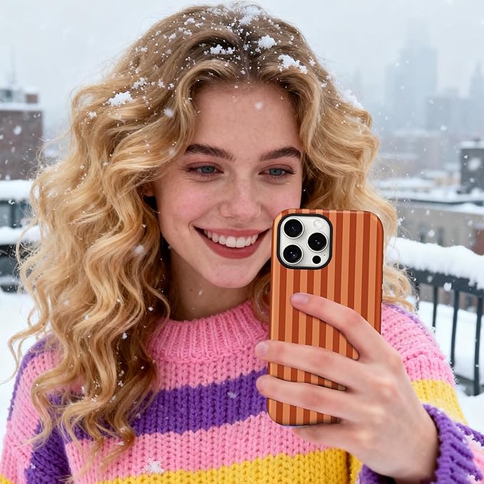 Magnetic for iPhone 11 Case Cute Stripes Phone Case, Shockproof Slim TPU and Hard PC Protective Phone Cover Compatible with MagSafe Designed for Women Girls, Deep Brown