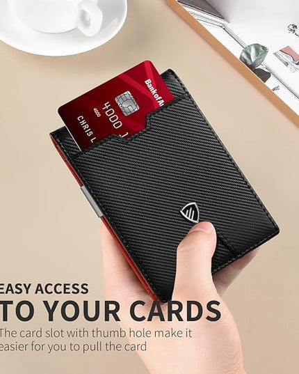 RUNBOX Mens Slim Wallet with Money Clip RFID Blocking Bifold Credit Card Holder for Men with Gift Box